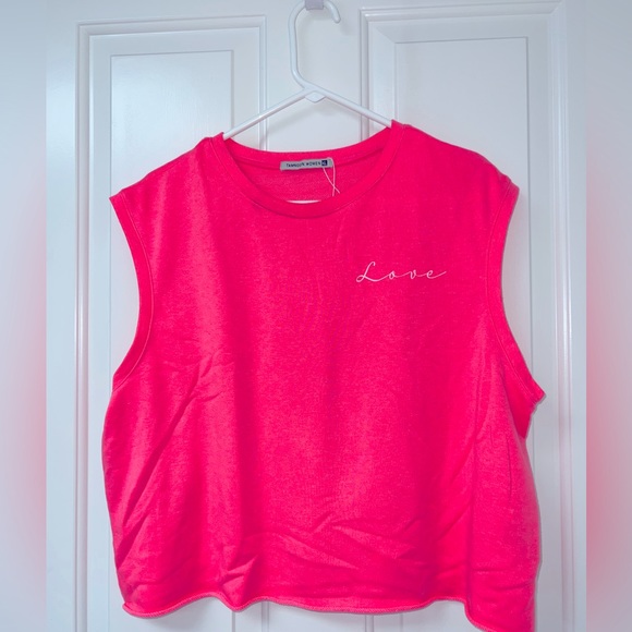 Barbie Pink Shirt, sleeveless sweatshirt, women’s size XL, gym yoga workout Love - Picture 2 of 5